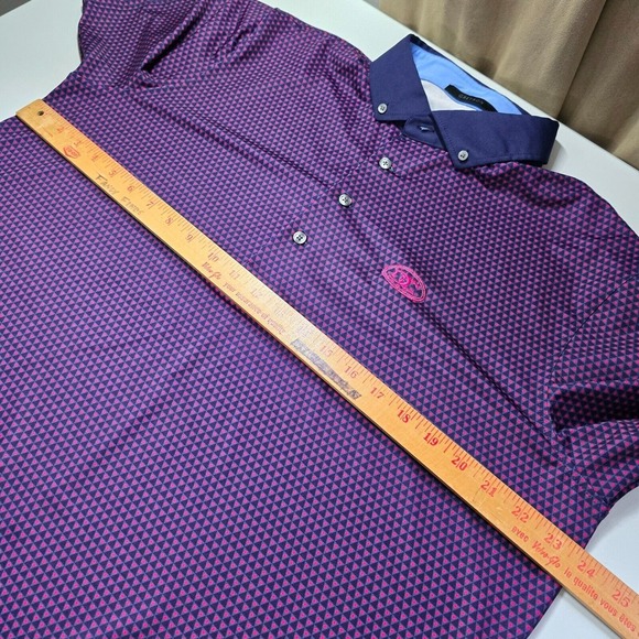 Greyson Men Golf Polo Shirt‎ Large Purple Pink Stretch Athletic Preppy Travel - Picture 9 of 11